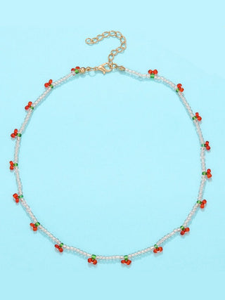 Cherry Drops Beaded Necklace–Final sale item