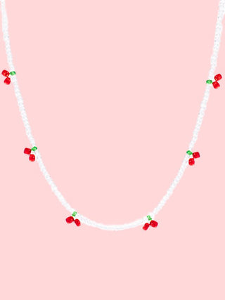 Cherry Drops Beaded Necklace–Final sale item