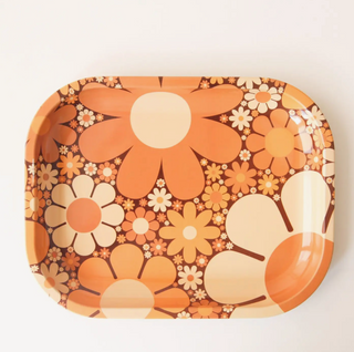 70s Floral Metal Tray