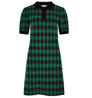 Argyle Knit Shift Mini Dress-FINAL SALE