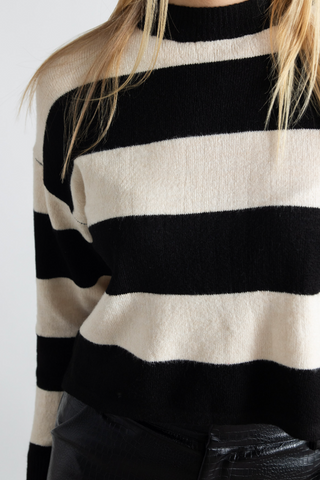 Knit Striped Boxy Crop Sweater-FINAL SALE