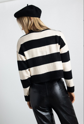 Knit Striped Boxy Crop Sweater-FINAL SALE