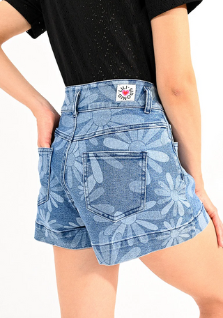 Flower Denim Shorts