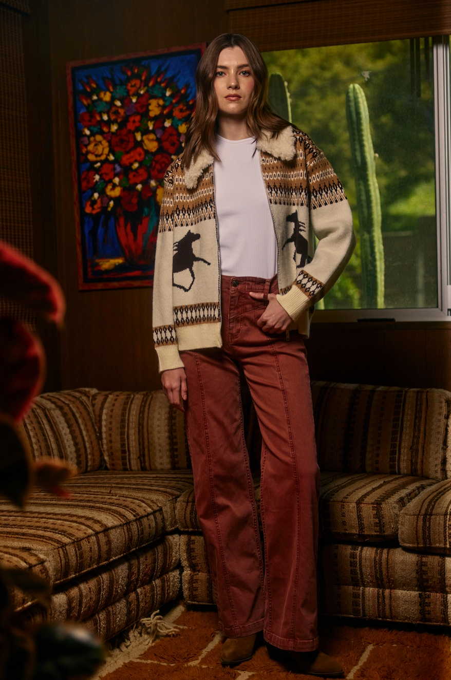 Western Horse Zip-Up Knit Cardigan Jacket – Sincerely Betty