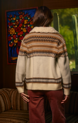 Western Horse Zip-Up Knit Cardigan Jacket