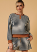 Cream/Navy Stripe