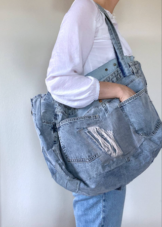 Recycled Patchwork Denim Large Tote