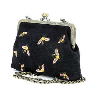 Kiss Lock Embroidered Bees Bag