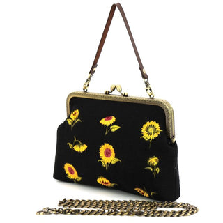 Kiss Lock Embroidered Sunflower Bag