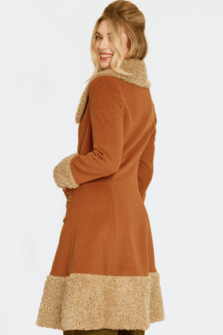 1970s Faux Fur Trimmed Lambswool Toggle Coat - Sincerely Betty