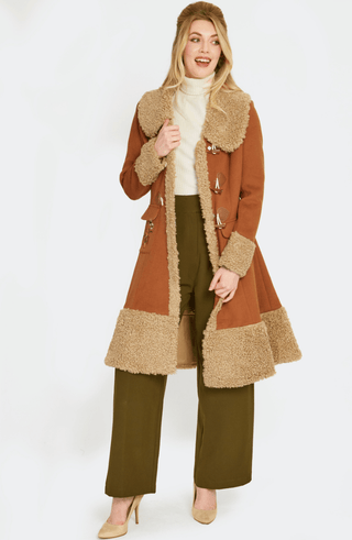 1970s Faux Fur Trimmed Lambswool Toggle Coat - Sincerely Betty