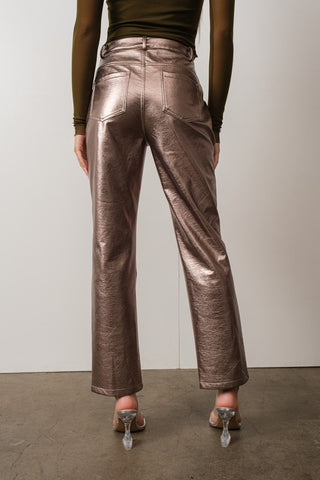 Faux Leather Metallic Pants-FINAL SALE