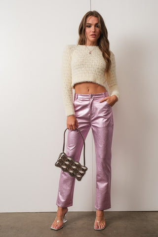 Faux Leather Metallic Pants-FINAL SALE