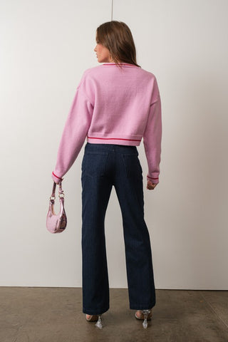 3-D Knit Cherry Sweater