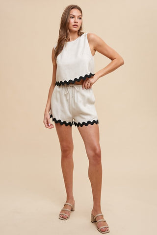 Ric Rac Trimmed Linen Shorts