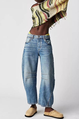 Mid Rise Barrel Jeans