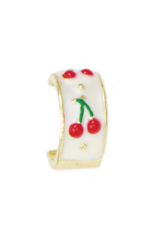 Sweet Cherry Gold Hoop Earrings
