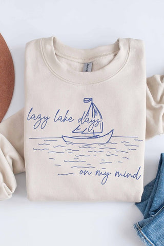 Lazy Lake Days Unisex Graphic Sweatshirt
