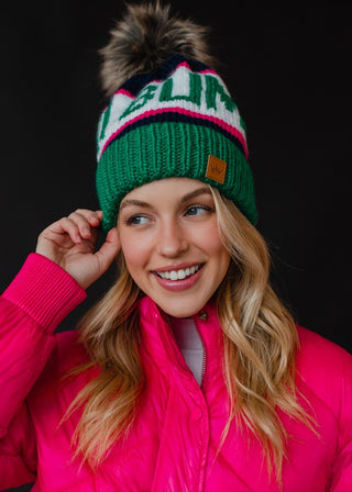 Ski Bum Pom Pom Knit Hat