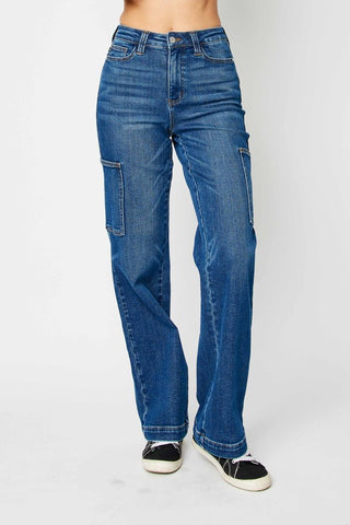 High Waisted Cargo Denim Pants