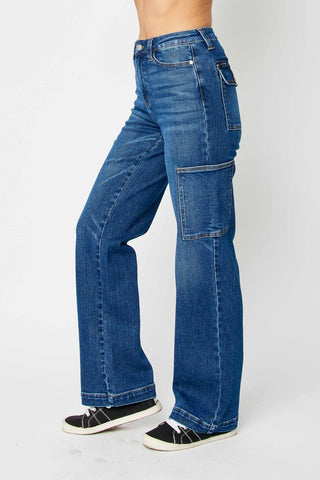 High Waisted Cargo Denim Pants