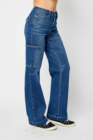 High Waisted Cargo Denim Pants