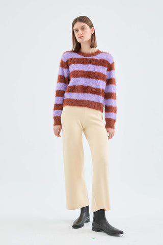 Fuzzy Soft Stripe Sweater