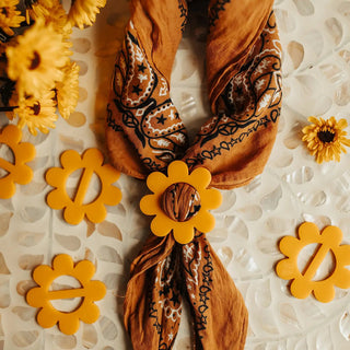 60s Yellow Flower Scarf Slide - FINAL SALE - Sincerely Betty