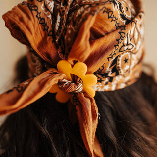 60s Yellow Flower Scarf Slide - FINAL SALE - Sincerely Betty
