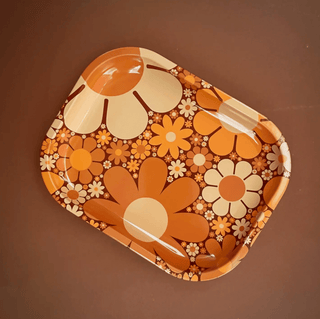 70s Floral Metal Tray - Sincerely Betty