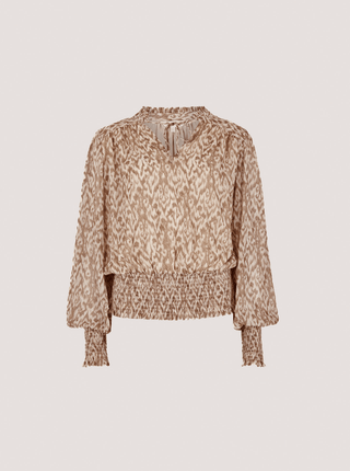 70s Ikat Swirl Shimmer Print Blouse - Sincerely Betty