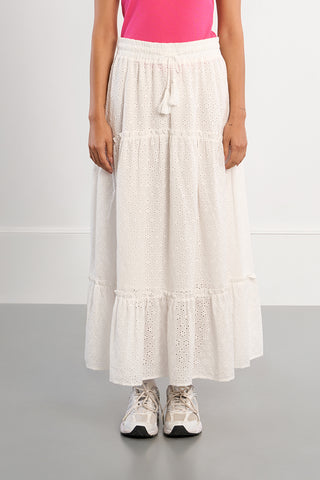 Eyelet Boho Maxi Skirt