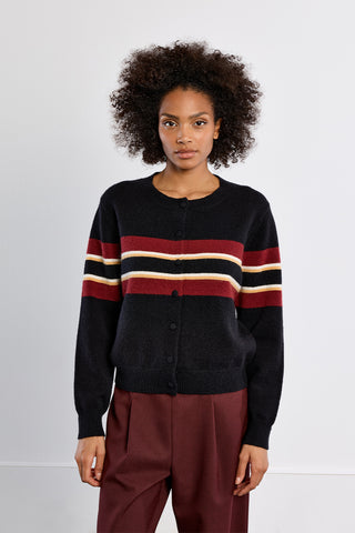 Retro Stripe Button Up Knit Cardigan