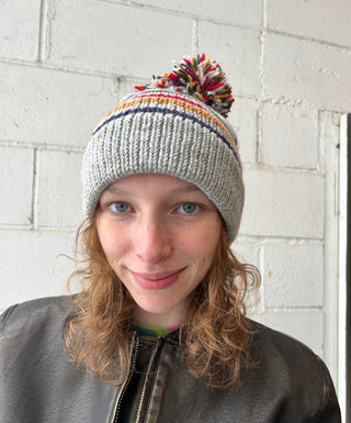 Retro Stripe Unisex Pom Pom Knit Hat-FINAL SALE