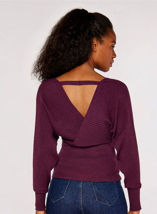 Bar Back Ribbed Batwing Sweater-FINAL SALE