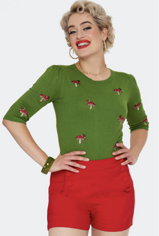 Snail On A Mushroom Embroidered Knit Sweater