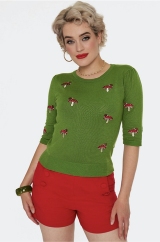 Snail On A Mushroom Embroidered Knit Sweater