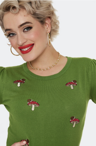 Snail On A Mushroom Embroidered Knit Sweater