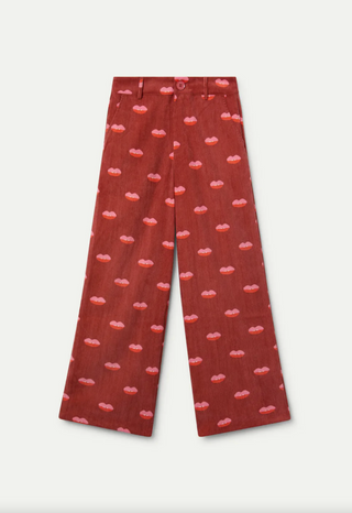 Corduroy Lips Print Pants