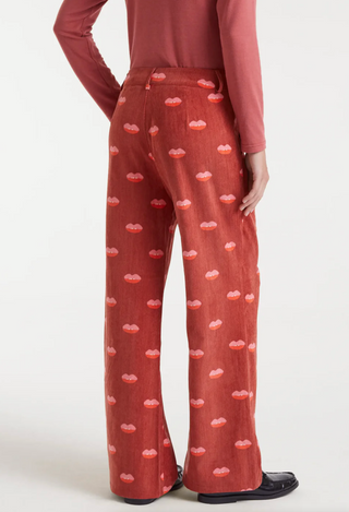 Corduroy Lips Print Pants