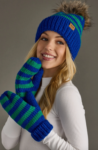 Rib Stripe Fleece Lined Knit Mittens