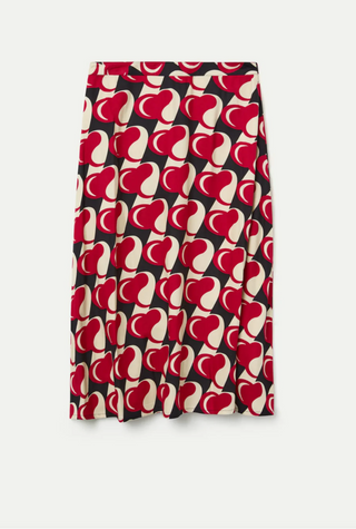Heart Attack Print Midi Skirt