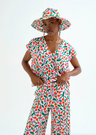 Cherry Print Jersey Beach Top