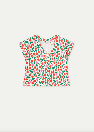 Cherry Print Jersey Beach Top