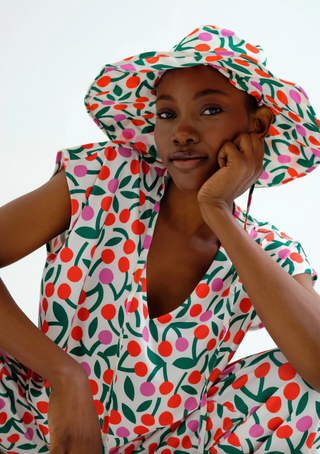 Cherry Print Jersey Beach Top