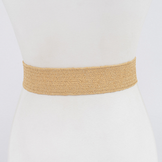 Stretchy Wooden Buckle Straw Belt