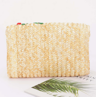 Embroidered Woven Cherry Clutch Bag