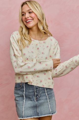 Floral Button Down Cardigan Sweater