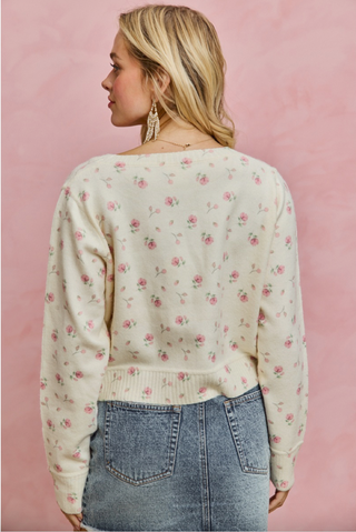 Floral Button Down Cardigan Sweater