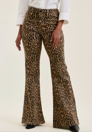 Jacqueline Flare Print Leopard Luxe Denim Pants